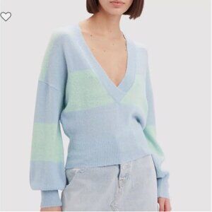 For Love & Lemons Knitwear Lauryn Crop Cropped Sweater Long Sleeve Striped XS
